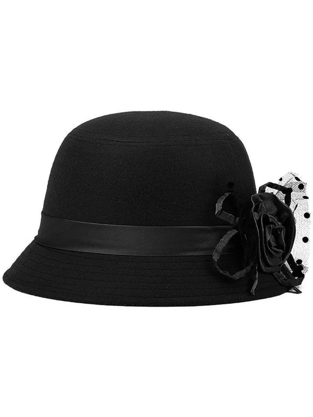 Chic Vintage Floral Felt Cloche Hat | Winter Fedora Bucket Bowler Style